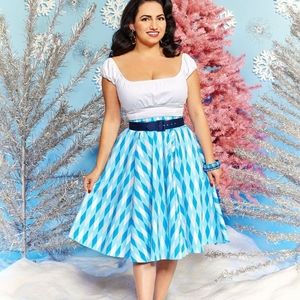 Pinup Girl Clothing Ice Blue Harlequin Swing Skirt